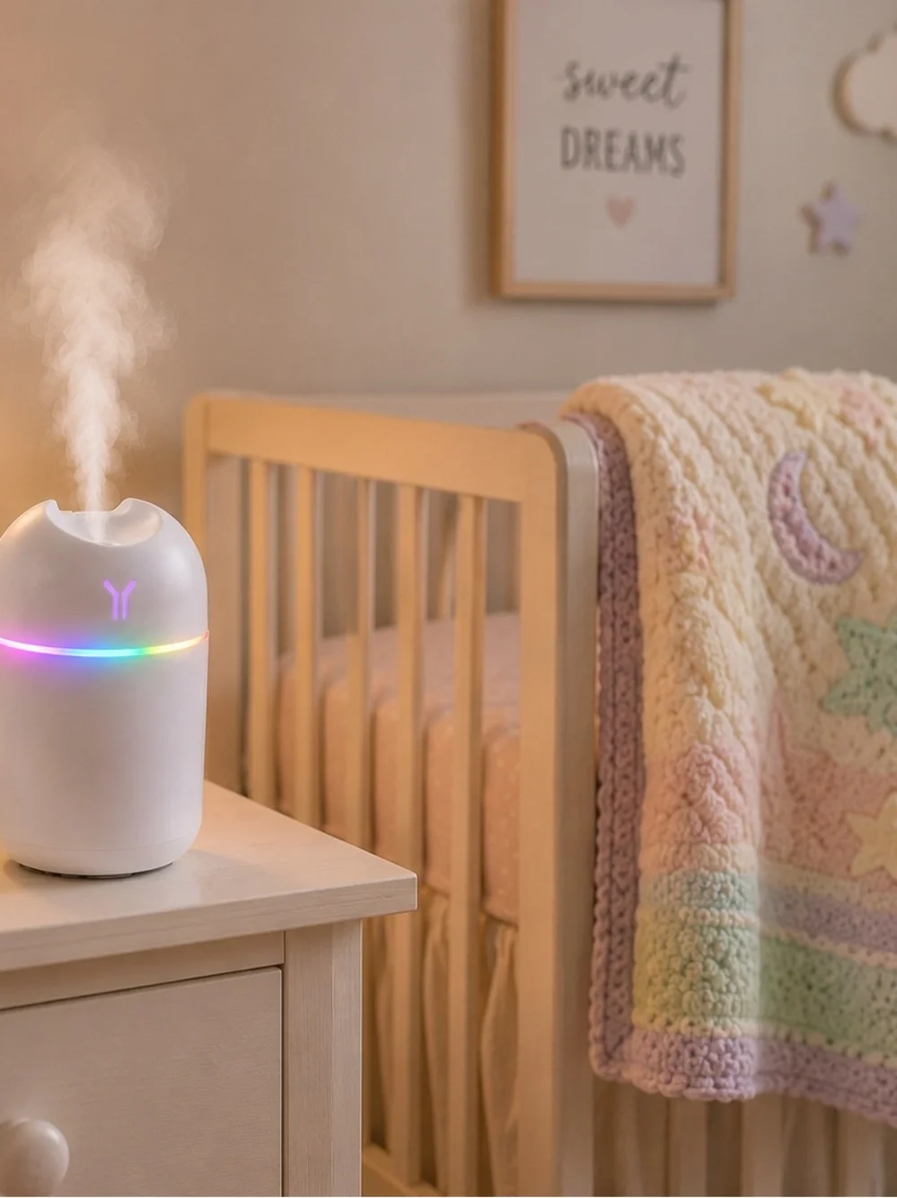 NWT USB Colorful Cool Mist Humidifier 220mL LED Night Light